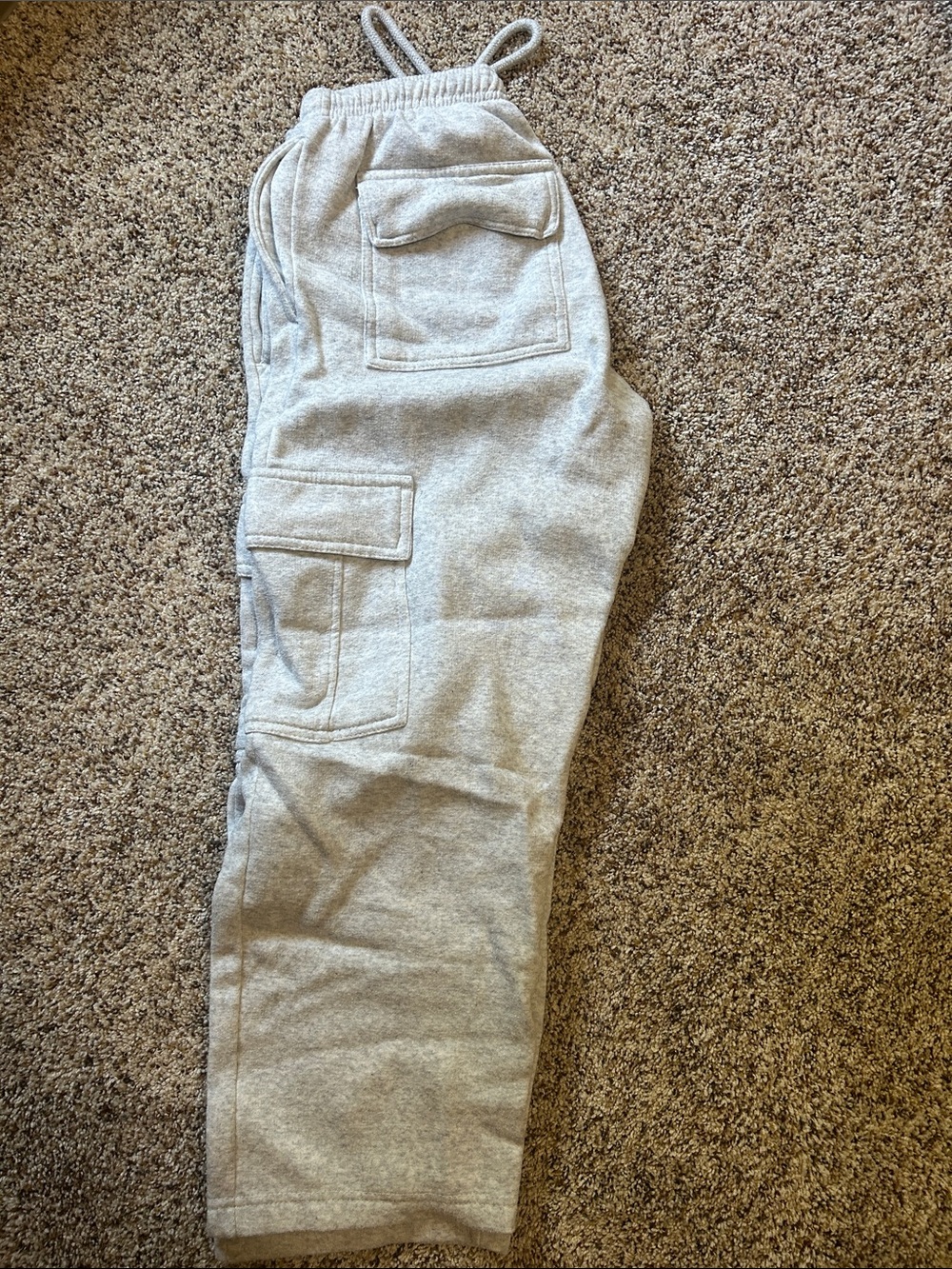 Light Gray Cargo Sweatpants with Pocket Details